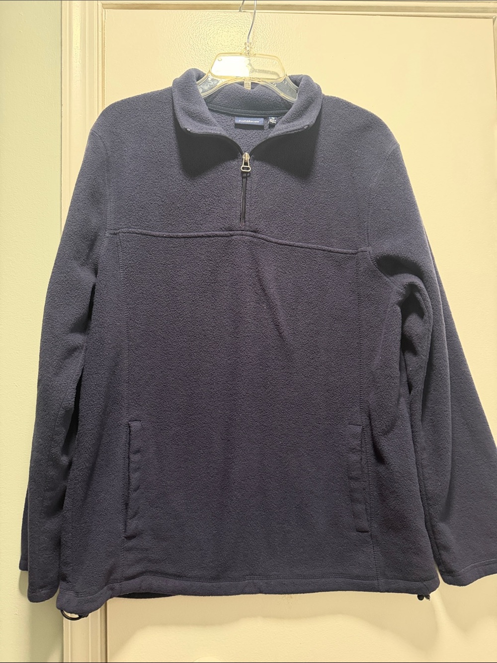 croft & barrow Navy Zip-Front Fleece Pullover